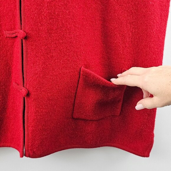 Tully-Ho Red Boiled Wool Vest Womens 2X Chinese Knot Close Holiday Christmas - Picture 5 of 12
